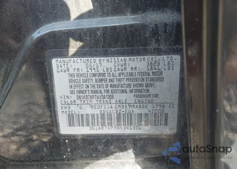 2017 Nissan Sentra Sv из США, поврежденный, VIN 3N1AB7AP7HY341306